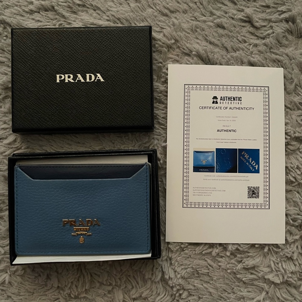 Prada Blue Saffiano Leather Card Holder